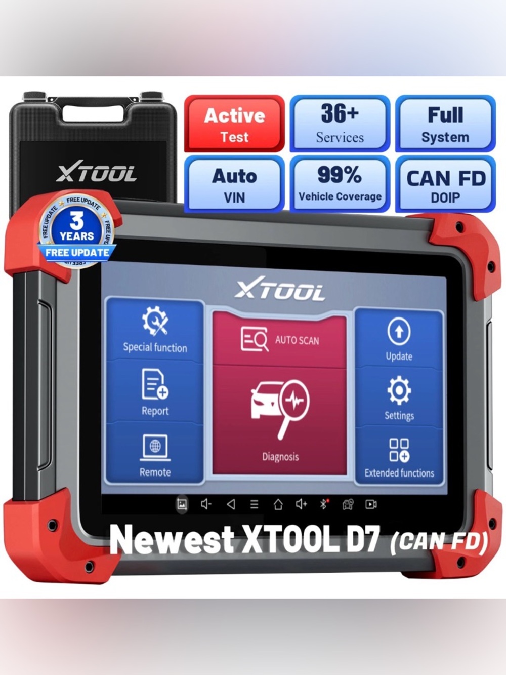 XTOOL D7 OBD2 Diagnostic Scanner Full System Diagnostic Key Program Tool